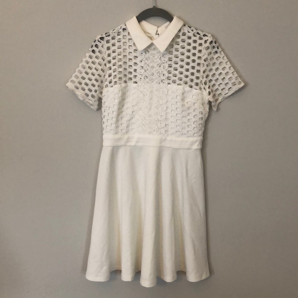 White Lace Collared Dress
